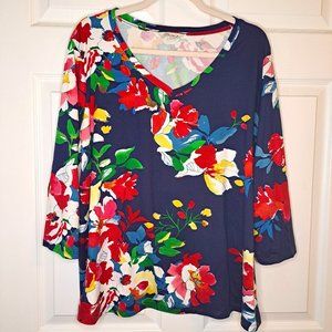 Pioneer Woman 3/4 Sleeve V Neck Floral Shirt XXL